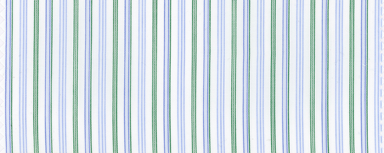 Broadcloth | 100's Compact Yarns | 100% Cotton | Green/Blue Variegated Stripe