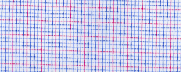 Broadcloth | 60's Compact Yarns | 100% Cotton | Blue Graph Pink Overbox