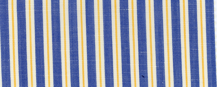 70% Super 130's Merino Wool 17% Lyocell 13% Linen | Blue/Yellow Stripe