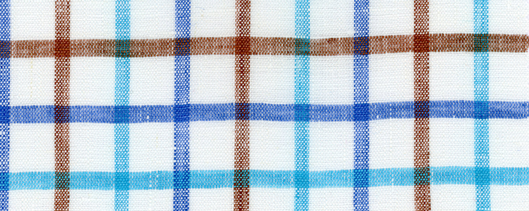 Linen | 100% Linen | Blue / Brown Check