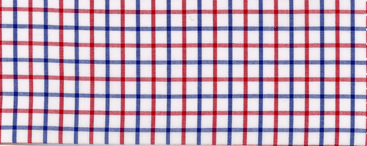 Broadcloth | 60's Compact Yarns | 100% Cotton | Red White and Blue Tattersall