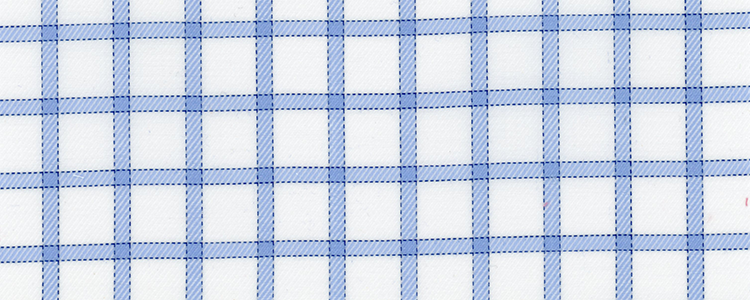 Twill | Two Ply 100% Cotton | Easy Care | Blue Check